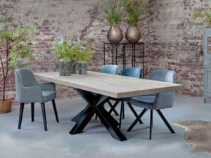 Eetkamertafel BIG recht, metalen spider-poot (6 cm dik)
