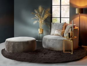 Grijze ronde loveseat Adele Room108