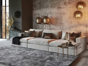 Loungebank Annabelle Triple lazy, met 3 elementen in een naturel kleur / stof