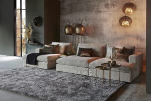 Lounge bank met 3 elementen in een naturel kleur / stof