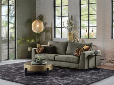 3-zits bank Claire in Thyme groen met groot vloerkleed