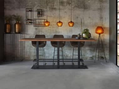 bartafel Big tree 4cm dik met metalen poot en barkrukken