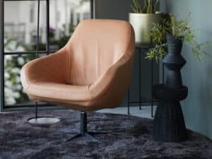 Bruin leren draaifauteuil Room108