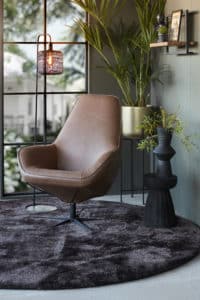 Bruin leren draaifauteuil Knox met sterpoot Knox Room108