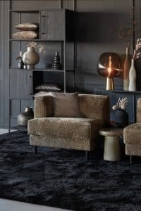 Gouden fauteuil fauteuil Bella (set van 2) met tafel ertussen