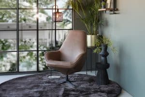 Bruin leren draaifauteuil Knox met sterpoot Knox Room108