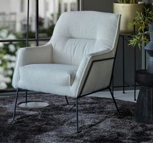 Ivoorkleurige boucle fauteuil rick smal