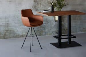 Bruin leren Barkruk Max-X (81cm) met metalen X-poot