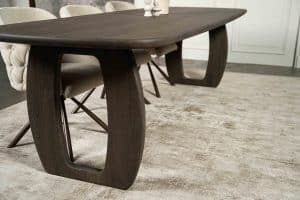 Dark wood Bordeaux dining table with matching wooden legs, available at Room 108