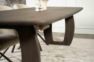 Dark wood Bordeaux dining table with matching wooden legs, available at Room 108