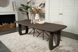 Dark wood Bordeaux dining table with matching wooden legs, available at Room 108