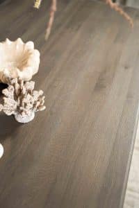 Dark wood Bordeaux dining table with matching wooden legs, available at Room 108