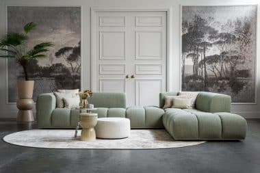 Oriana corner sofa in greenish fabric, available at Room 108