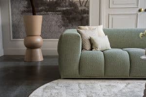 Oriana corner sofa in greenish fabric, available at Room 108