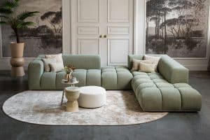 Oriana corner sofa in greenish fabric, available at Room 108
