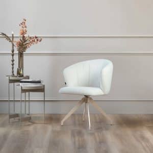 Witte eetkamerstoel met beige poot