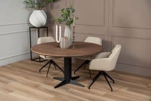 De ronde eettafel Nantes met een Zeus poot van Room108