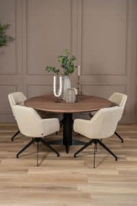 De ronde eettafel Nantes met een Zeus poot van Room108