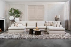 Annabelle corner sofa by Room108 in soft beige fabric