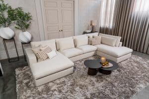 Annabelle corner sofa by Room108 in soft beige fabric