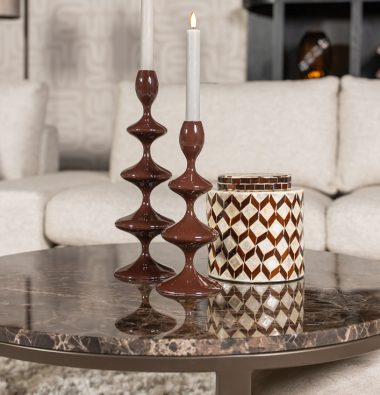 Vase deco  OLITE bamboo cream+dark brown