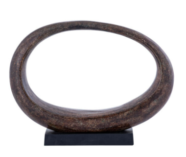 Rhubie Brown oval alu casted statue on base wide